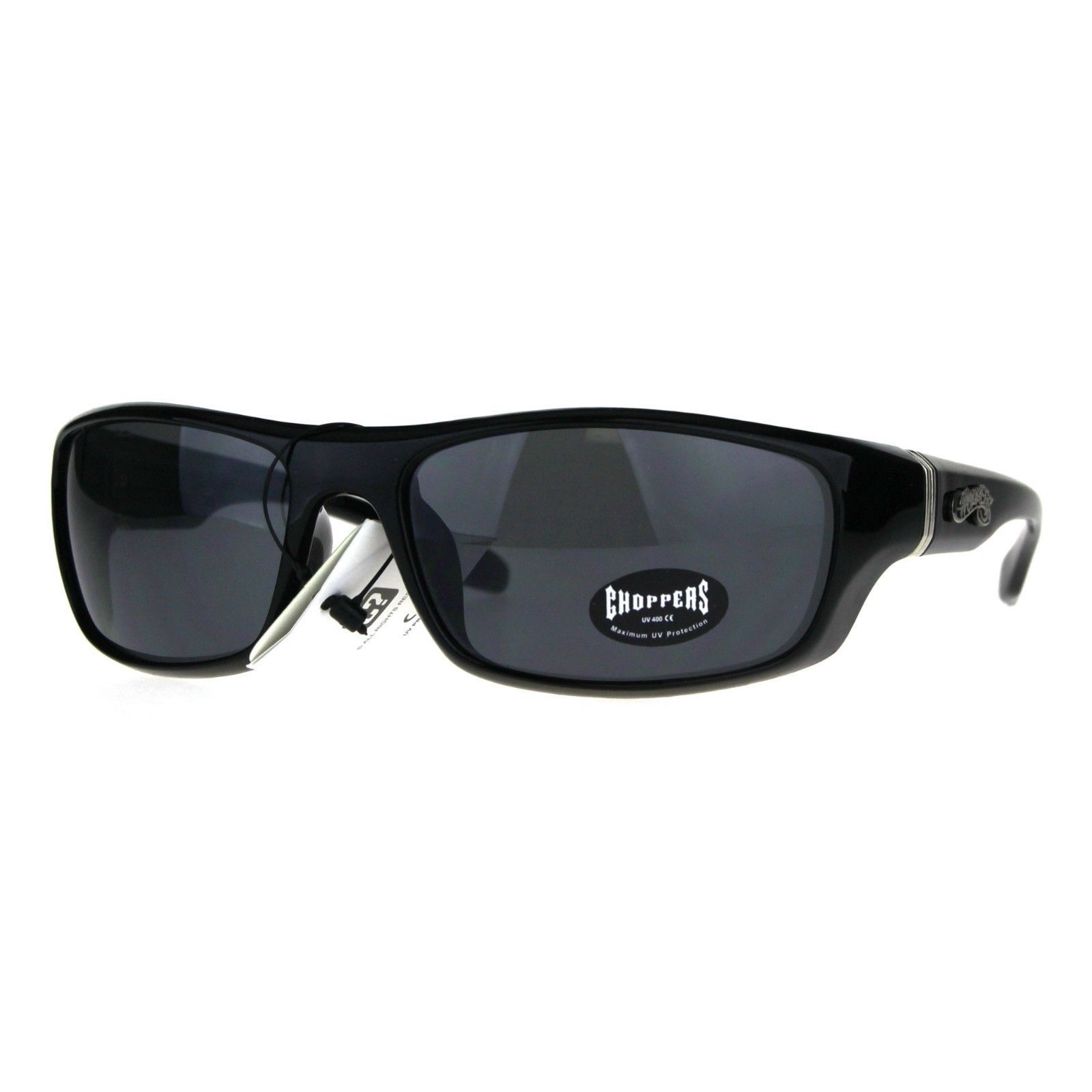 Primary image for Choppers Sunglasses Mens Wrap Around Biker Fashion Shades UV 400 Black