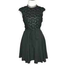 Clara Story Dress Large Black Rosettes Sheer Bodice Party Skater Lace Women - £22.49 GBP