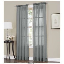 Erica Crushed Voile Panel Pairs Charcoal Grey Gray 51&quot; W x 63&quot; L Curtians - £14.85 GBP