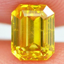 Loose Emerald Shape Diamond Fancy Yellow Color 1.03 Carat VS2 Certified Enhanced - £1,057.23 GBP