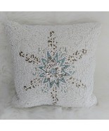 Pretty Aqua Blue White Beaded Throw Decorative Sofa Pillow - $16.99