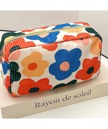Lightweight Floral Corduroy Cosmetic Make Up Bag Pouch Multicolor - $15.84