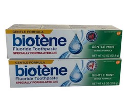 Biotene Gentle Mint Gentle Formula Fluoride Toothpaste 4.3 oz Two Pack Sealed - £51.36 GBP
