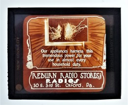 antique MAGIC LANTERN GLASS SLIDE oxford pa REBURN RADIO appliances brown - £53.69 GBP