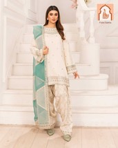 Off-White Farsi Salwar Suit with Dupatta - Ethnic Party Wear - $60.00