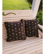 Pair Waverly Palm N Pineapple Black Striped Throw Pillows 17&quot; X  17&quot; - $64.34 CAD