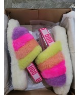 UGG Australia Fluff Yeah Slide Size 9 White Neon Pink Purple White Orang... - $79.15