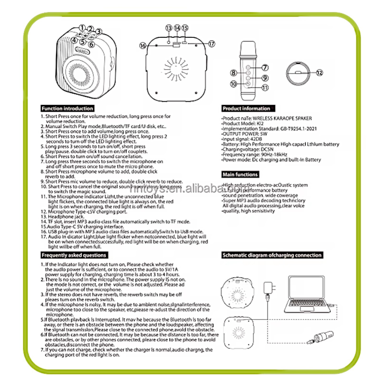 Smart Singer Karaoke Machine 2 Microphones Wireless BT Speaker Home Party Set Item image 10