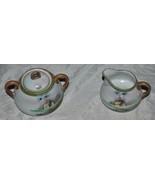 Vintage NIPPON Hand-Painted lake Scene Sugar and Creamer Set - £18.77 GBP