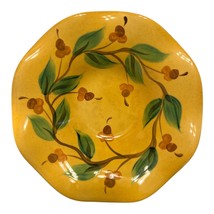 Hand-Painted Ceramic Bowl by Gail Pittman – Signed 2002 – Yellow Floral - $30.60