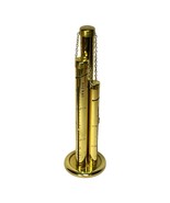Vintage 12&quot;  3-Tube Tower Brass Nickel Dime Quarter Bank with Lock and Key - £19.29 GBP