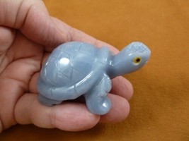 (Y-TUR-LA-354) little blue-gray Tortoise land turtle Angelite FIGURINE stone - £17.92 GBP