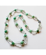 Vintage Glass Bead Adventurine Beaded Necklace on Sterling Silver Chain ... - £54.43 GBP