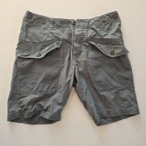 H&amp;M Cargo Shorts Green Mens Sz 32 Zip Casual Cargo Front Pockets Buttons - $14.66 CAD