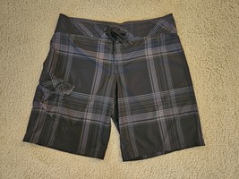 Mossimo Stretch Black Plaid Board Shorts Men&#39;s Size 36 EUC - $9.89