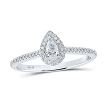 10kt White Gold Pear Diamond Halo Bridal Wedding Engagement Ring 1/3 Cttw - £667.22 GBP