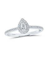10kt White Gold Pear Diamond Halo Bridal Wedding Engagement Ring 1/3 Cttw - £652.82 GBP