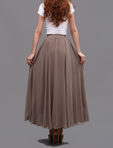 Summer Taupe Long Chiffon Skirt Women Custom Plus Size Beach Skirts image 4