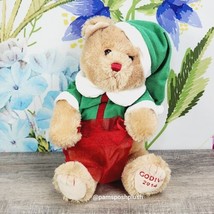 Gund Godiva Christmas Teddy Bear Plush 11&quot;  Green Elf Outfit Red Bag 2014 - £11.79 GBP