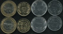 India Coins set #5. 2010 (4 coins. 1 Bi-Metallic. aUnc-Unc) - £5.25 GBP