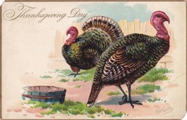 Thanksgiving Day Two Turkeys Tuck&#39;s Postcard D59 - £2.34 GBP
