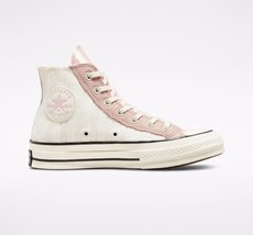 Converse Womens Chuck 70 Striped Terry Cloth Hi Top Shoe Egret/Pink 572701C - $43.88