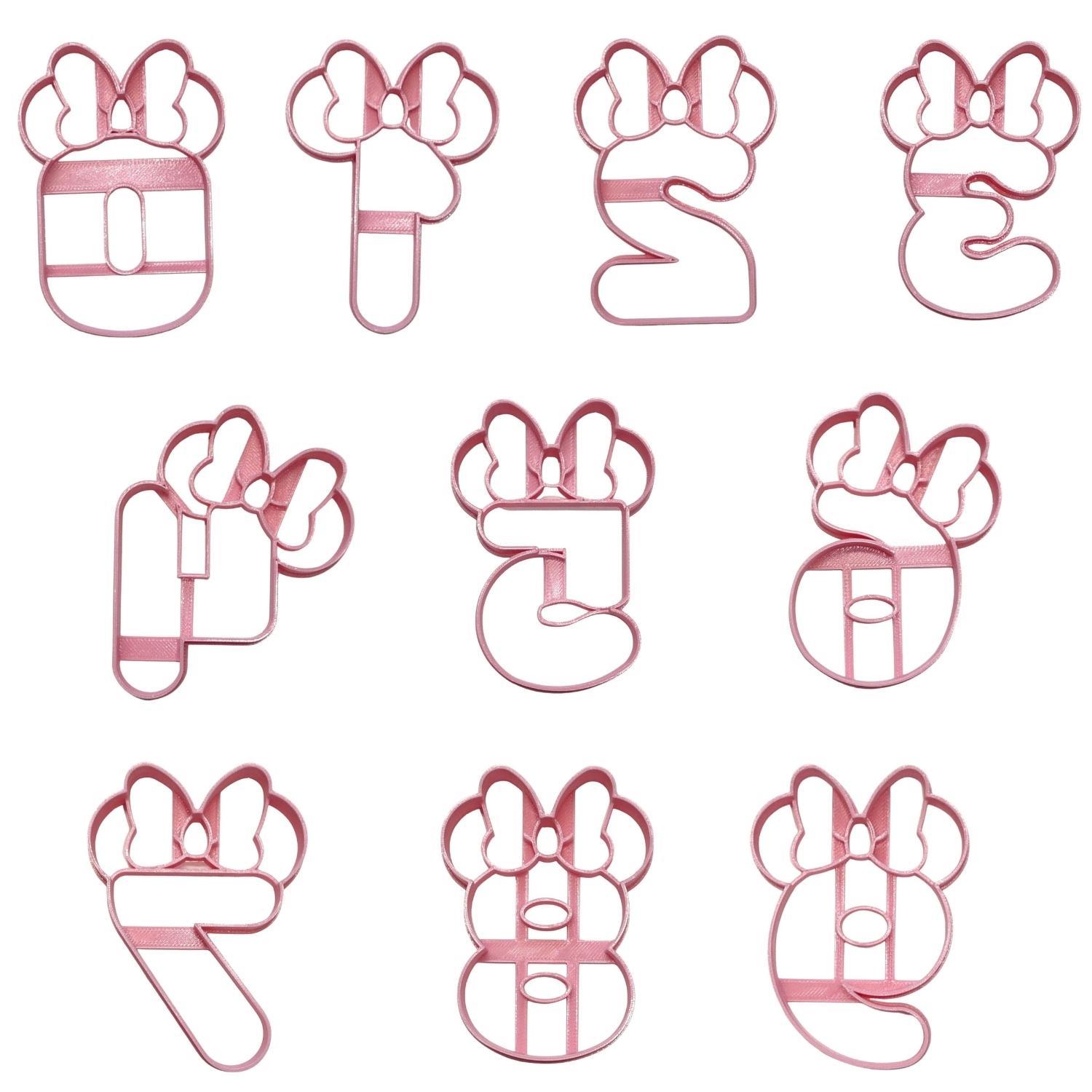 Minnie Mouse Detailed Numbers 0 To 9 Set Of 10 Cookie Cutters Made in USA PR1639