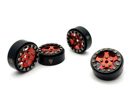 1.0" Aluminum B-Type Beadlock Wheels W/Brass Ring Black/Red (4) - £40.88 GBP