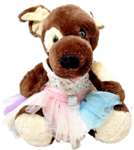 Build A Bear Plush Stuffed Brown White Spots Puppy Ballerina Outfit Sitting 13&quot; - £9.17 GBP