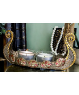 Ancient Viking Fjord Norseman Oseberg Longship 2 Votives Candle Holder F... - $45.09 CAD