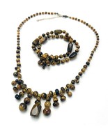 Tigers Eye Beaded Necklace Stretch Bracelet Set - $27.16 CAD