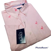 CHAPS Men&#39;s S/S Flamingo Print Sport Shirt w/Pocket Peony Size L NWT MSR... - $32.71