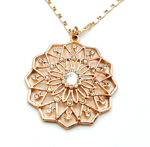 Liz Claiborne Rose Gold Tone Crystal Pendant Necklace - £12.41 GBP