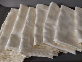 Linen Cloth Napkins Cream Check Weave Designs Square 18” Set 9 Dinner Table - $27.84