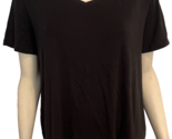 Talbots Woman Petite Black V Neck Short Sleeve Tee Shirt Size 3X - $23.74