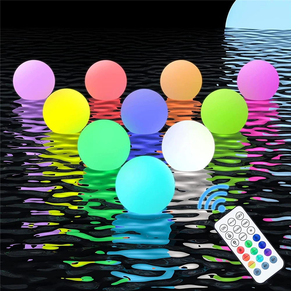 LED Floating Pool Light 16 Colors Pond Ball Lights Night Lamp Remote Swi... - £147.25 GBP