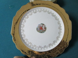 WS George USA 6 plates,LIDO pattern center medallion, garland and gold rim[*14b] - £67.48 GBP