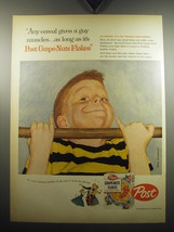 1957 Post Grape-Nuts Flakes Cereal Ad - Any cereal gives a guy muscles - £14.48 GBP