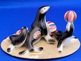 Lot Of 3 Vintage Bradley Bone China Miniature Circus Seals w/BALLS On Orig. Base - £12.05 GBP