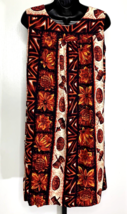 Ui Maikai Vtg Hawaiian Dress Cotton Red Orange Tiki Tribal Drums Masks XS or S - £41.20 GBP