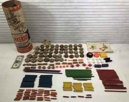 Vintage Original TINKERTOY - Spalding - Cardboard Tin 73 Pieces &amp; Instru... - $29.58