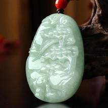 Jadeite Hill Beautiful View Natural Jade Double Face Pendant Necklace - £61.00 GBP
