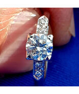 Earth mined Diamond Deco Engagement Ring 0.60 carat Vintage Platinum Sol... - $5,885.25