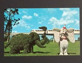 Walt Disney World Florida Dumbo Elephant Topiary Monorail UNP Postcard c... - $7.99