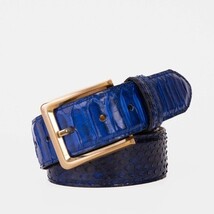 The Boss Navy Blue Snake Leather Belt image 11