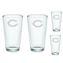 SET - Chicago Bears Pint Beer Glasses Etched Tumblers Drinkware 16 oz. - £33.28 GBP+