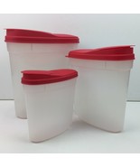 Cereal Pasta Dry Food Dispensers Set of 3 Nesting Containers White Red S... - £31.84 GBP
