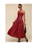 Avec Les Filles Faux-Ever Leather Midi Dress, Red, Large 12/14, NWT - $203.78 CAD
