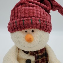 Vintage Russ Snowman CARROTS Plush 16&quot;h Weighted shelf Sitter Christmas Winter - £15.45 GBP