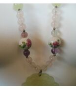 Vintage Carved Jade Flower Basket Pendant Necklace - $350.00